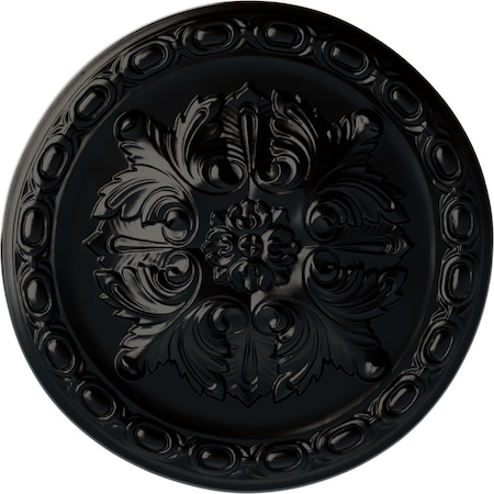 Ekena Millwork Stockport Ceiling Medallion, Hand-Painted Jet Black, 11 3/4"OD x 3/8"P CM12STBLF